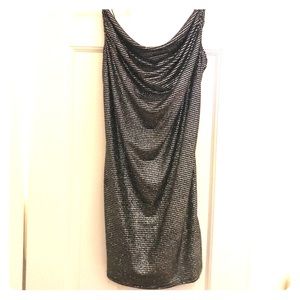 Top Shop Black and Silver Shimmer Cocktail Dress
